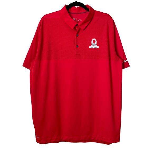 Nike Pro Bowl NFL On Field Polo Shirt Mens XL Red Dri Fit Athletic Henley DH1941 - Picture 1 of 12
